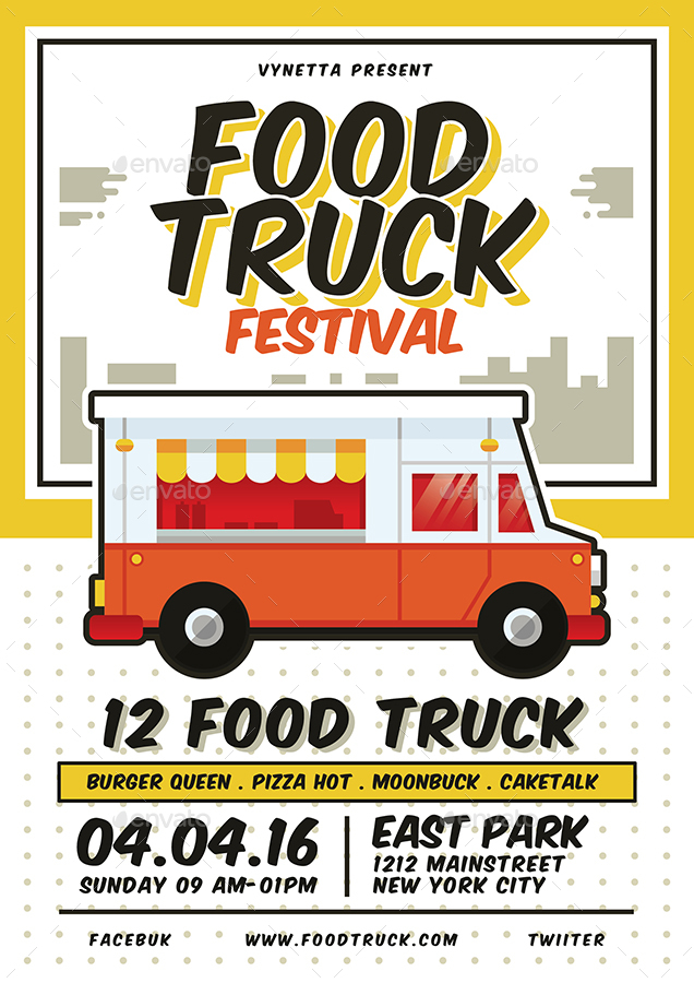 Food Truck Festival Poster/Flyer/Menu, Print Templates GraphicRiver
